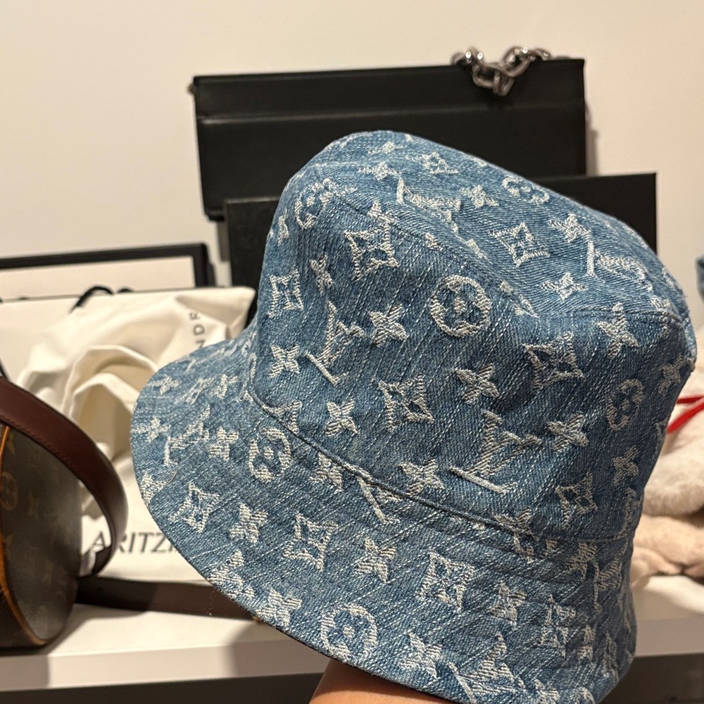 Louis Vuitton Denim Monogram Bucket Hat in Blue
